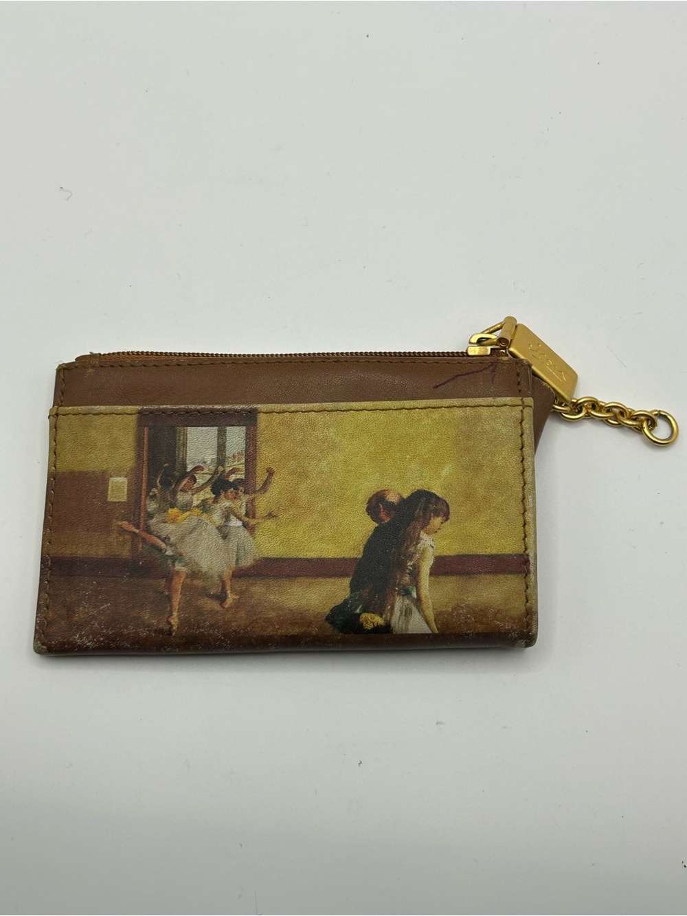 Jeon leather coin purse with art pattern
